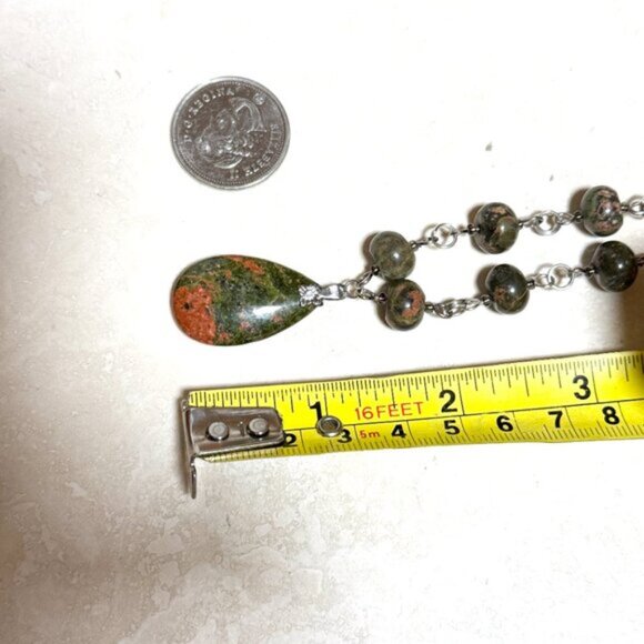 Genuine Jungle Green Unakite Necklace, Natural Gemstone Pendant Necklace - Picture 13 of 16